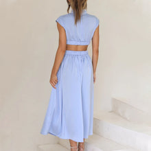 Load image into Gallery viewer, Cutout Waist Pocketed Vacation Midi Dress