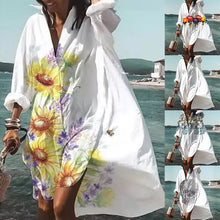 Load image into Gallery viewer, Women&#39;s Long Sleeve V-Neck Shirt Dress