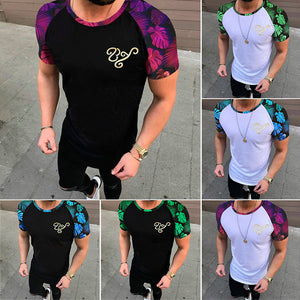 Men's Fashion Sports Fitness Color Matching Short-sleeved T-shirt