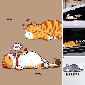 Creative Cartoon Cat Motorcycle Sticker Car Sticker (3PCS)