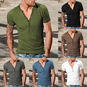 Men's Plain Henley Vacation T-shirt